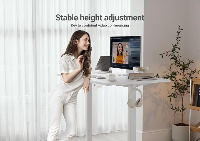 YDN 55 x 24 Inch White Electric Standing Desk | Adjustable Height, Sit Stand, Cable Management, Ergonomic, Home Office - Image 6