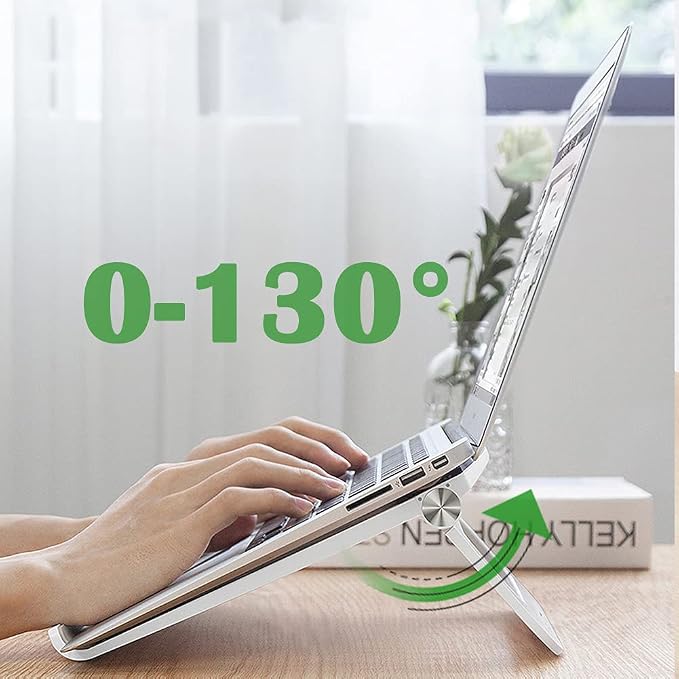 Laptop Stand for Desk Stable Foldable Adjustable Multi-Angle Desktop Holder | Computer Ventilated Lapdesks Riser for Mackbook, Lenovo, Dell, iPad, HP - Within 17' (black) - Image 4