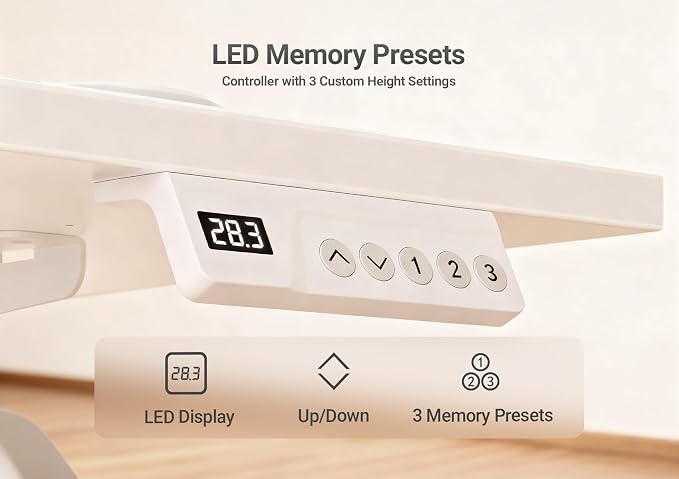 YDN 35 x 20 Inch White Electric Standing Desk | Adjustable Height, Sit Stand, Cable Management, Ergonomic, Home Office - Image 6