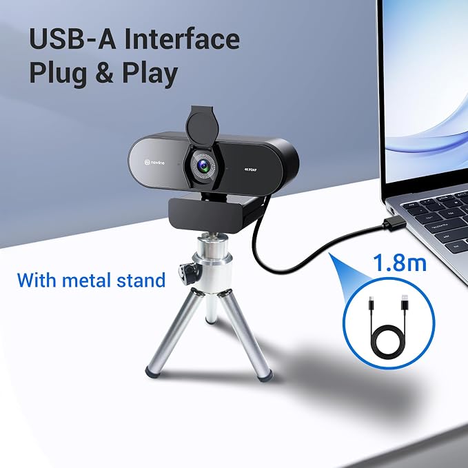 N newline 4K Webcam for PC with Tripod, PDAF Autofocus, 1080P@60FPS, 79° FOV, Low Distortion, 2 Noise Reduction Mics, Privacy Cover, Plug&Play, PC Camera for Skype, Teams, Zoom, NewEye 62 Kit - Image 7