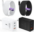 USB C Charger Block 100W, 3-Port GaN Super Fast Phone Charger, Type C 65W Laptop Chargers with 10ft USB C Charging Cable for MacBook Pro/Air,iPad Pro, iPhone 17/16/15Pro, S26 Ultra/S25/S24-Black+White by Auorld
