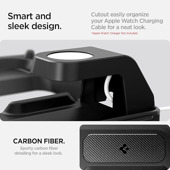 Spigen 3-in-1 Organizer Mount for Tesla Model 3 Highland (Standard, Premium & Performance 2024/25/26) (Watch Charger Not Included) - Uses Wireless Charging Pad - Charge iPhone, AirPods, Apple Watch - Image 5