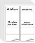 2" x 4" Shipping Labels - 500 Sheets 10 Up Self Adhesive Mailing Labels, 5000PCS Address Labels for Laser & Inkjet Printers, Handwrite-Friendly by OnlyPaper