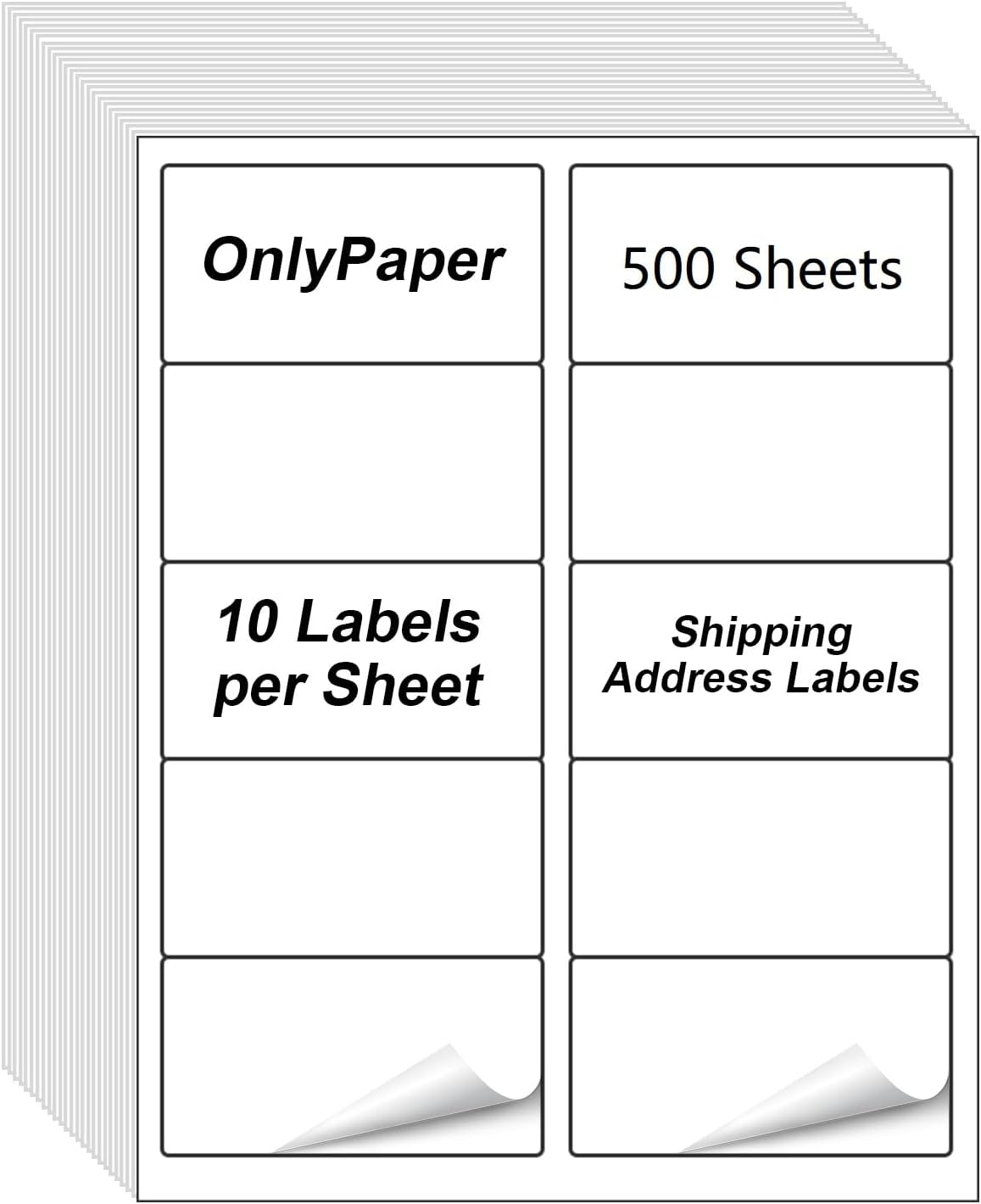 2" x 4" Shipping Labels - 500 Sheets 10 Up Self Adhesive Mailing Labels, 5000PCS Address Labels for Laser & Inkjet Printers, Handwrite-Friendly by OnlyPaper