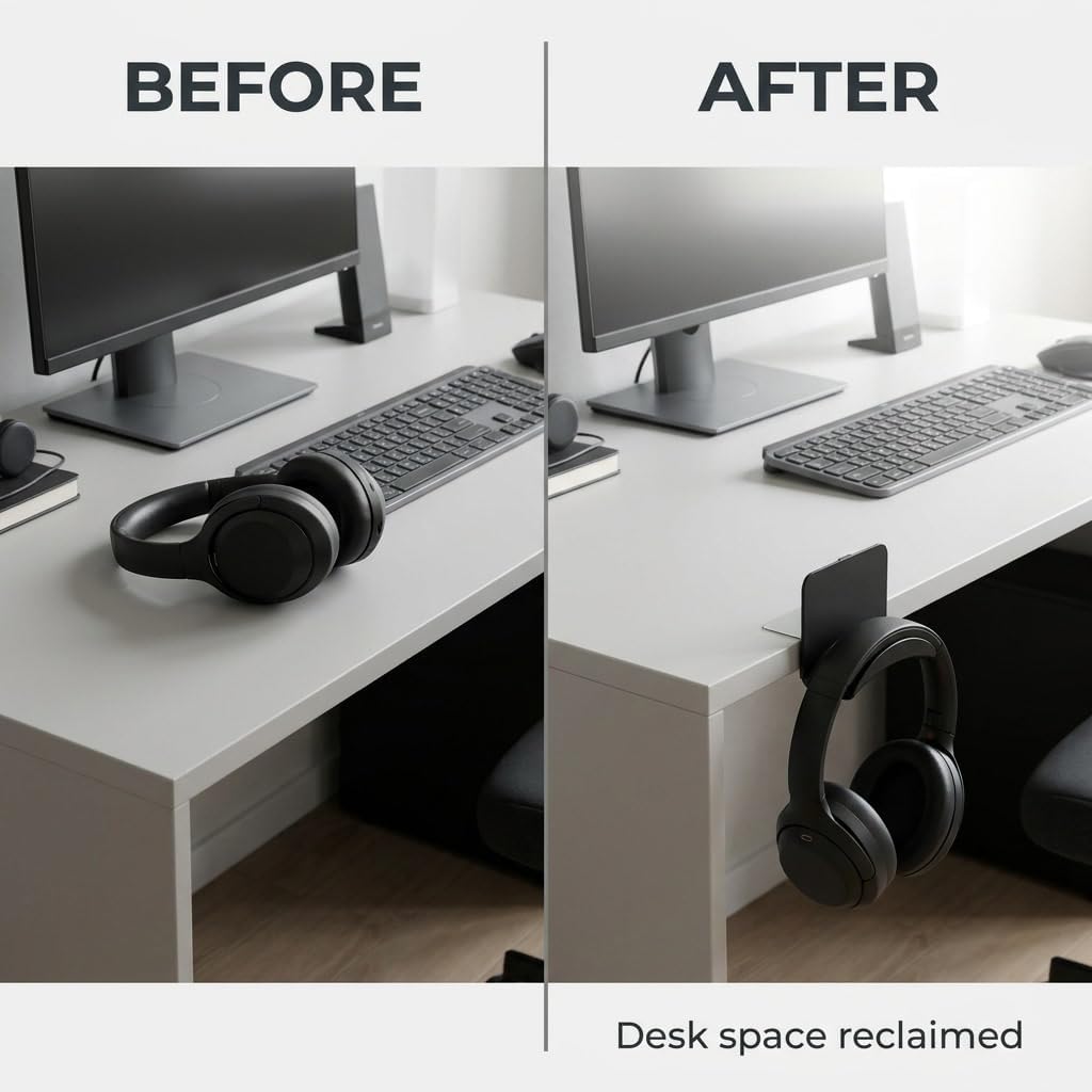 4Pcs Headphone Bracket, Wall-Mounted Headphone Holder, Stick-on Headset Hook Stand, Gaming Earphones Hanger(Black and White) - Image 7