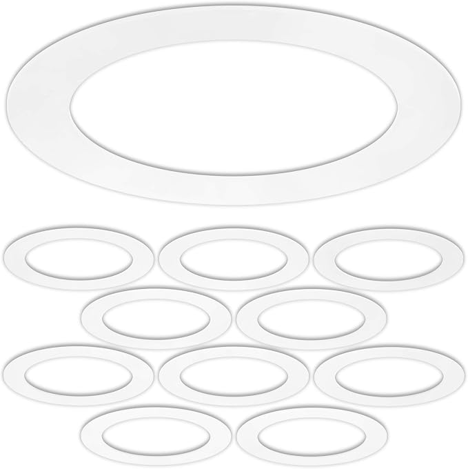 10 Pack Gloss White Goof Trim Ring for 6" Inch Recessed Lighting Trims Can Lighting Down Light, Outer Diameter 8.07 Inches by HARRRRD