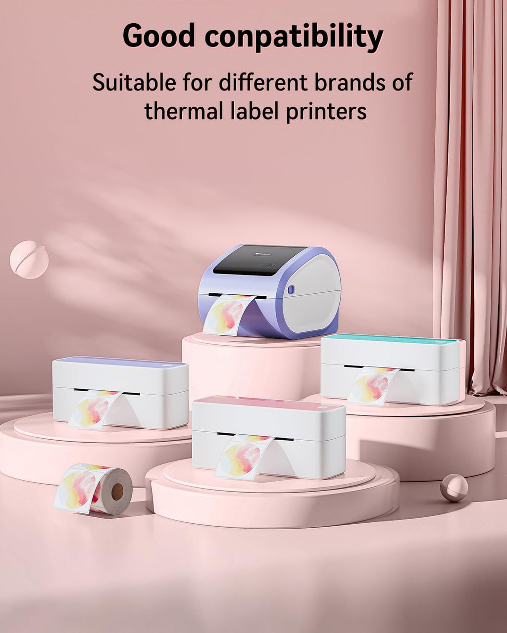 Phomemo Genuine 2” Gradient Circle Thermal Labels, 2x2 Self-Adhesive Round Sticker Label, Circular Direct Labels Compatible with Phomemo Shipping Label Printer, 750 Labels/Roll,Commercial Grade - Image 4