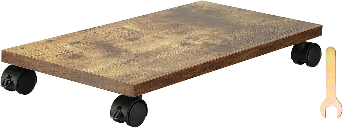 PATIKIL 8x16in PC Stand, Computer Tower Stand Wood CPU PC Holder Under Desk Mobile Cart 4 Caster Wheel for Floor Carpet Tower ATX Case Printer Potted Planter UPS Power Station, Brown by PATIKIL