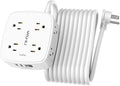 20 Ft Surge Protector Power Strip - 8 Widely Outlets with 4 USB Ports, 3 Side Outlet Extender with 20 Feet Extension Cord, Flat Plug, Wall Mount, Desk USB Charging Station, ETL, White by YISHU