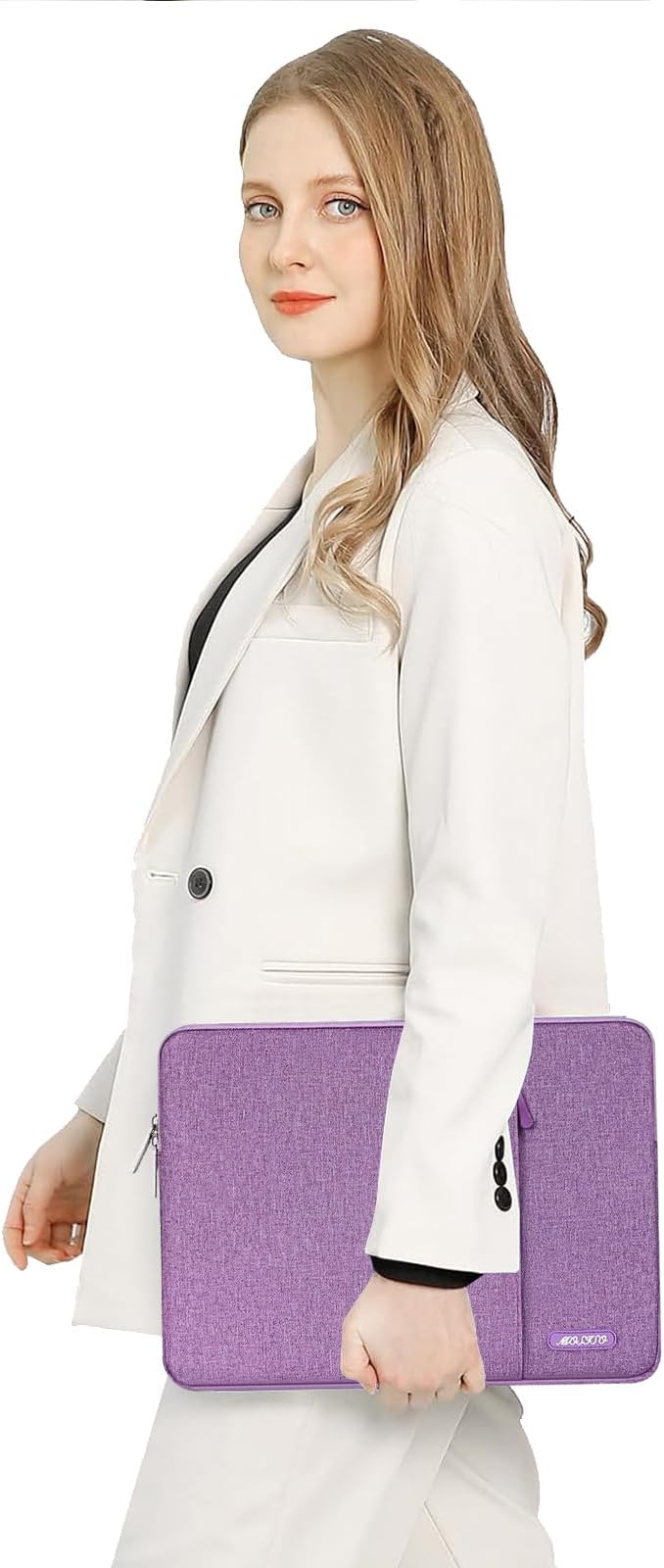 MOSISO Laptop Case 13.3 inch, 13-13.3 inch Laptop Sleeve Bag with Pocket | Compatible with MacBook Air/Pro 13/Pro 14 M5 M4 M3 M2 M1, HP Dell ASUS Lenovo, Polyester Vertical Computer Bag, Light Violet - Image 6