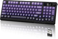 LexonElec M96 Wireless Keyboard, Low Profile Quiet Typing Membrane Gaming Keyboard with Smart Display & Knob, RGB Backlit, USB C Rechargeable, 94 Keys PBT Keycap for Windows PC,Mac,Linux-Grape Purple by LexonElec