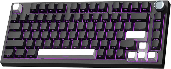 Keymatic Wireless Mechanical Keyboard,75% Hot Swappable Custom Keyboard with Knob,RGB Backlit,Side Printed PBT Keycaps,2.4GHz/USB-C/BT5.0 Mechanical Gaming Keyboards by Unknown