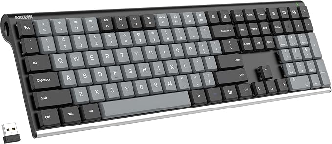 Arteck Mechanical 2.4G USB Wireless Keyboard, Tacktile Brown Switches Black by ARTECK