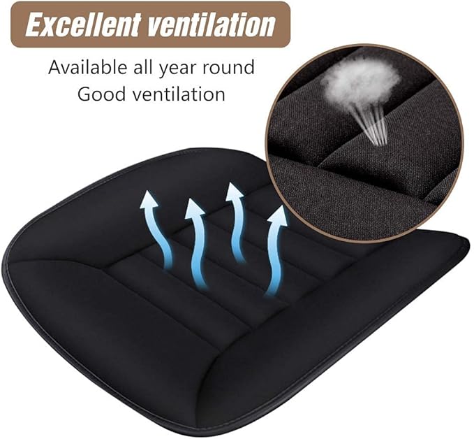 Car Seat Cushion Pad 1.2" Thick Comfort Seat Protector for Car Driver Seat Office Chair Home Use Memory Foam Seat Cushion with Non Slip Bottom, 20'' x 18.5'', Black - Image 3