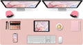 Leather Desk Pad Mat, Large Pink Desk Mat, 47.2" x 16.9" by Meetcolor