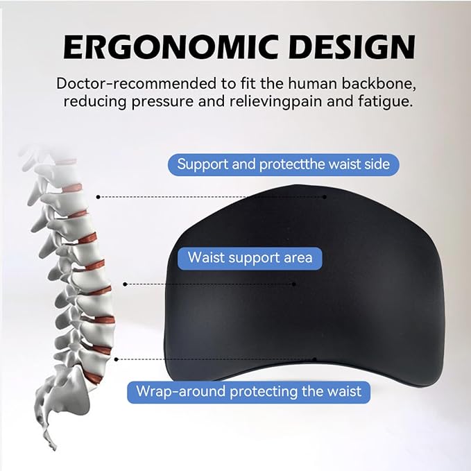 Really Supportive Lumbar Support Pillow for Car, Back Support Lumbar Pillow | 100% Memory Foam - Breathable Removable Cover, Ergonomic Design - Improve Sitting Posture & Back Pain Relief(Black, 1PC) - Image 6