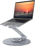 OMOTON Adjustable Laptop Stand for Desk 360° Rotating Base 17" Cool Grey | Ergonomic Laptop Rise for Collaborative Work, Foldable Dual Shaft for Easy Storage, Fits for MacBook/Dell/HP by OMOTON