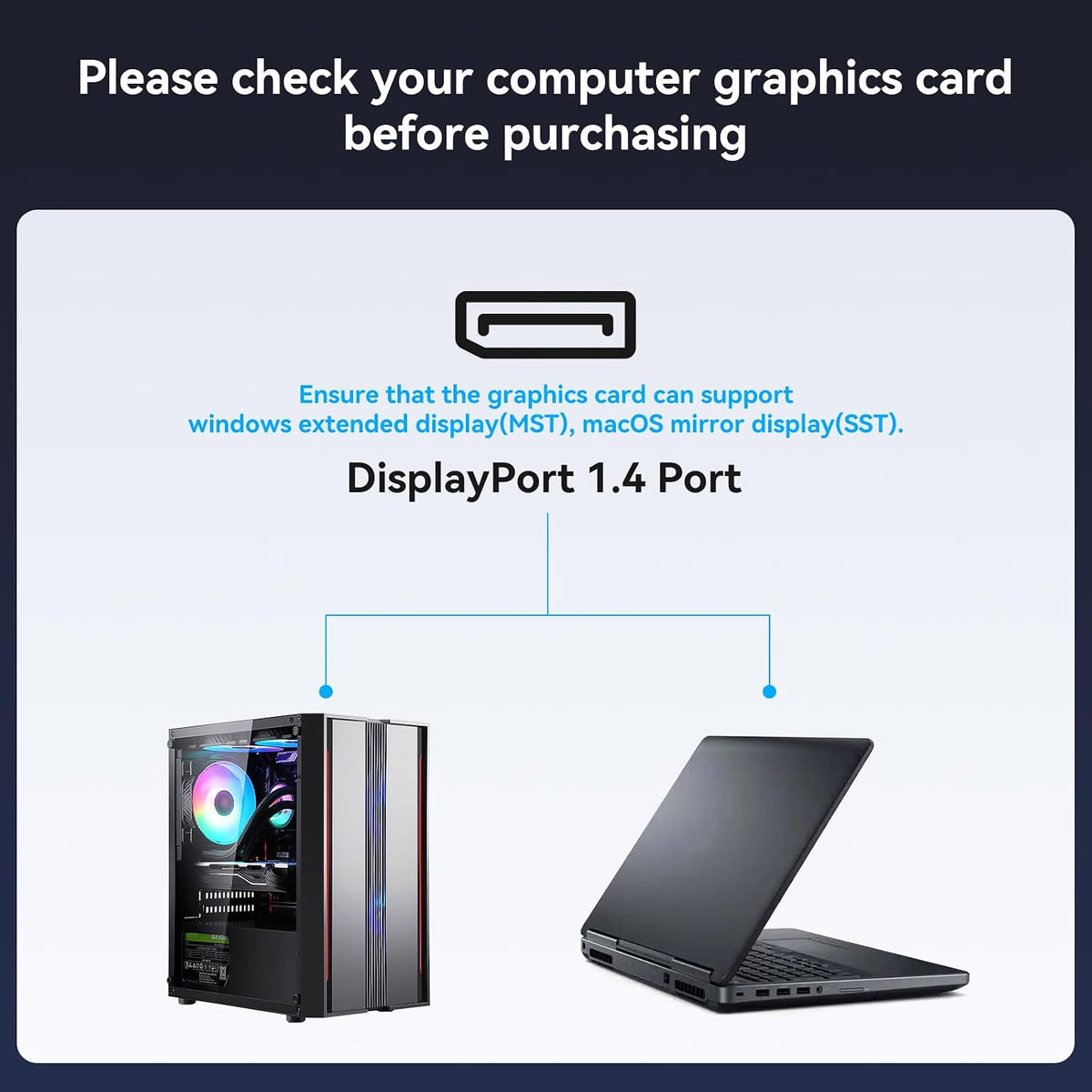 Displayport Splitter 3 Monitors Dual DP with HDMI Adapter 4K60Hz Extended Display 1 in 3 Out Displayport MST Hub for Multiple Monitors Compatible for PC, Graphics Card, Lenovo, HP and More - Image 6