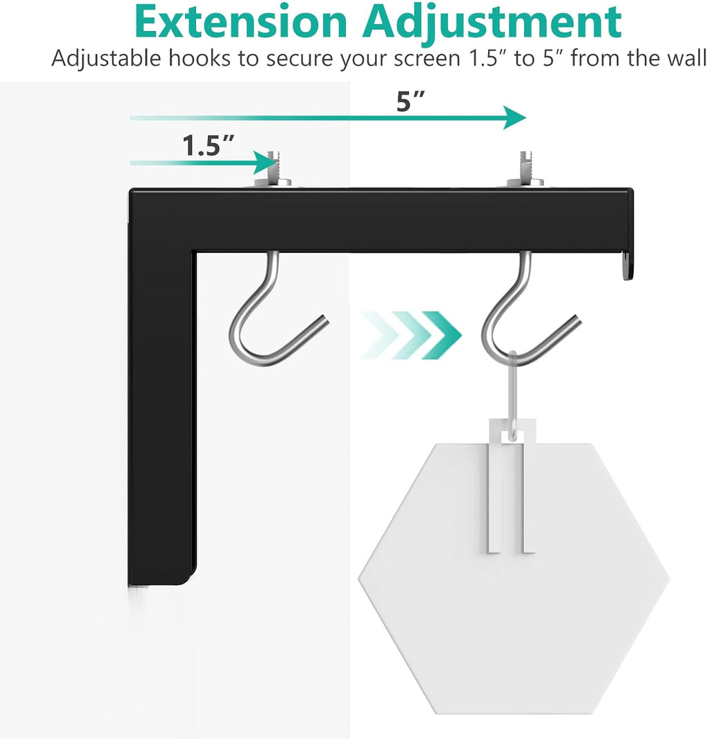 WALI Universal Projector Screen Ceiling Mount, Wall Hanging Mount L-Brackets, 6 inch Adjustable Extension with Hook Kit, Perfect Projector Screen Placement Hold up to 66 lbs (PSM001-B), Black - Image 5