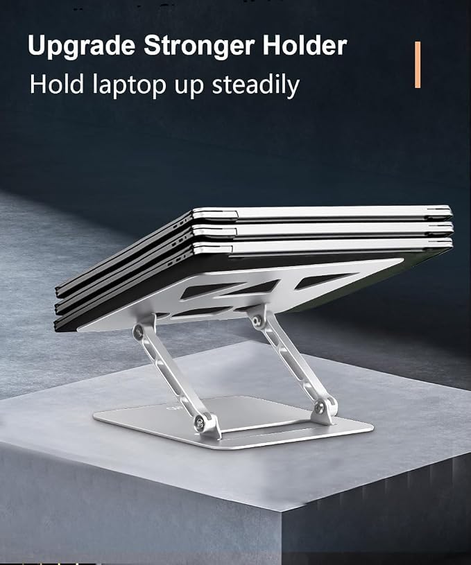Aoviho Adjustable Laptop Stand for Desk,Portable Laptop Stand Holder and Riser,Foldable Aluminum Notebook Computer Stands for MacBook Air Pro HP Lenovo Dell Samsung Chromebook, 10-15.6 inch, Silver - Image 5