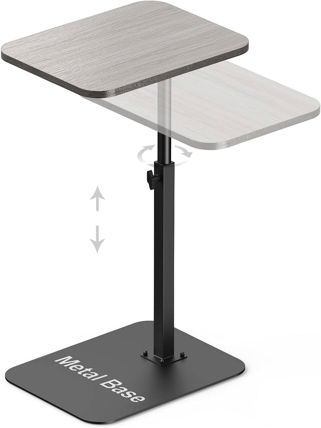 Side Table Sofa Tray for Couch Heavy Metal Base Swivel/Adjustable Height by HzTinT
