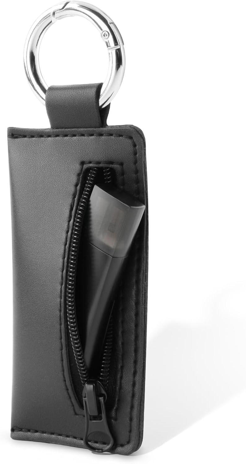 Microfiber USB Flash Drive Holder Case with Keychain, Black - Image 2