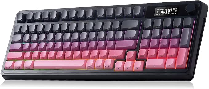 AULA S99 Pro Keyboard, Wireless Keyboards with Media Knob Custom RGB Backlit, 3-Modes BT/2.4G/USB-C Membrane Gaming Creamy Keyboard for Windows/MAC/PC Gamer - Black Pink by AULA
