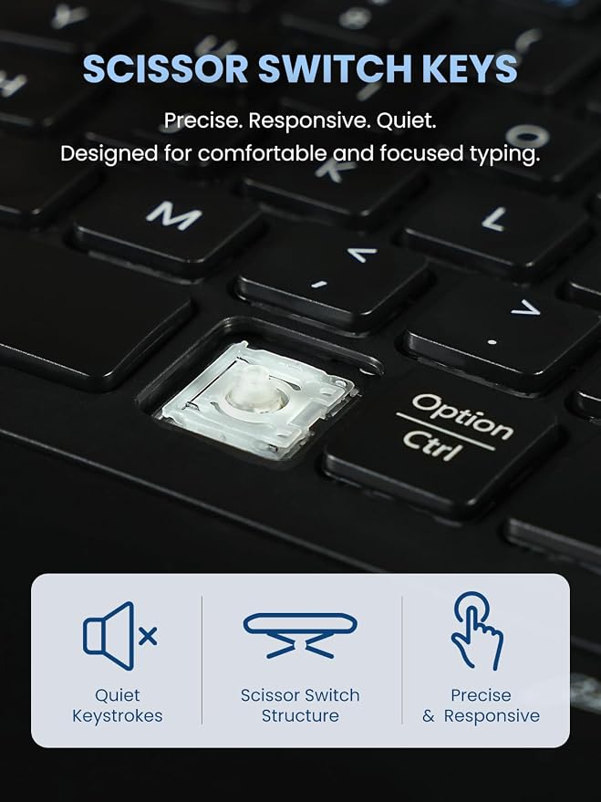 Perixx PERIDUO-606II 2-in-1 Wireless Compact Ergonomic Keyboard with Portable Vertical Mouse - Adjustable Palm Rest Stand - Quiet Keys & Clicks - US English - Image 7
