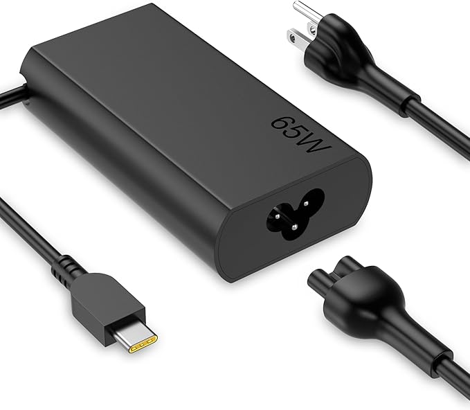 Slim 65W USB C Laptop Charger Compatible with Lenovo ThinkPad T480s T580s T490 E480 E580 X1Carbon X13 Chromebook 2nd Gen Yoga Slim Type C Fast Charging Computer Power Cord by Unknown