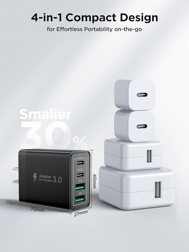 USB C Wall Charger Block, 40W USB C Charger Block QC Wall Plug + PD Power Adapter Multiport Brick Type C Fast Charging Block for iPhone 17 16 15/14 Pro Max/13 Pro/12/11/8, XR/XS/X, Samsung Cube - Image 5