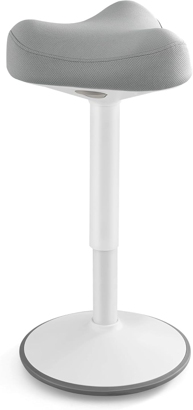 SONGMICS Ergonomic Wobble Stool, Height Adjustable Standing Desk Stool 23.3-33.1 Inches, Swivel Balance Chair with Non-Slip Base, Saddle Seat, for Active Sitting, Office, Home, Dove Gray UOSC008G01 by Unknown