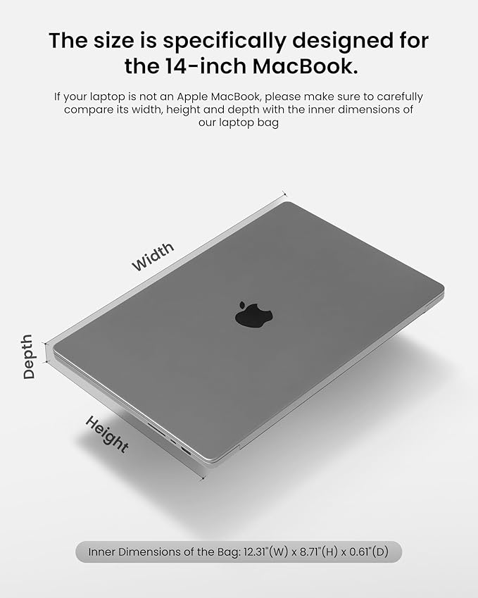 tomtoc 360° Protective Laptop Sleeve for 14-inch MacBook Pro M5 Pro/Max | 2026 A3426 A3427 A3434 M4/M3/M2/M1 A3112 A3401 A3185, Water-Resistant Laptop Case Bag Fits Dell XPS 14 & 13.8" Surface Laptop - Image 9