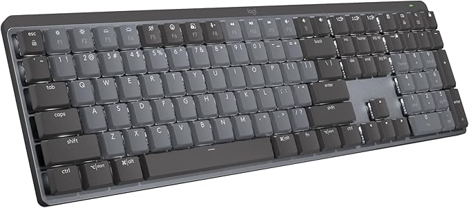 Logitech MX Mechanical Wireless Illuminated Keyboard Tactile - Graphite | Illuminated performance, backlit keys, Bluetooth, USB-C, macOS, Windows, Linux, iOS, Android, metal construction by Unknown