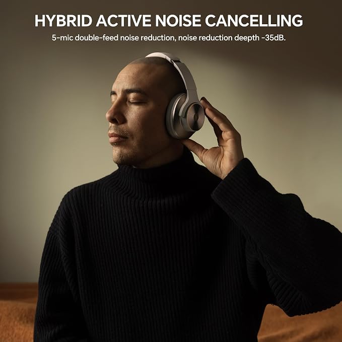 OneOdio Focus A10 Wireless Active Noise Cancelling Headphones, Multipoint | Hybrid ANC, 62H playtime, multipoint Bluetooth, USB-C charging and 3.5mm wired mode for travel, work and daily listening - Image 2