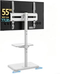 Floor TV Stand with Mount for 26-60 inch TVs up to 77 lbs, Height Adjustable Swivel Tilt TV Stand with Wood Base & Shelf, Saving Space Design for Bedroom, Living Room and Corner, White by AX WABER