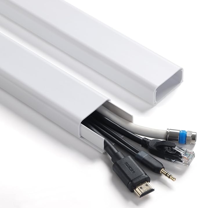 ZhiYo 6 ft Cord Covers for 4-7 Wires on Wall, White, 2 Pack (3 ft Each) | Paintable TV Cord Hider for Wall-Mounted TVs, Self-Adhesive Wire Cover for Walls, Easy Installation, 1.54"W x 0.75"H by ZhiYo