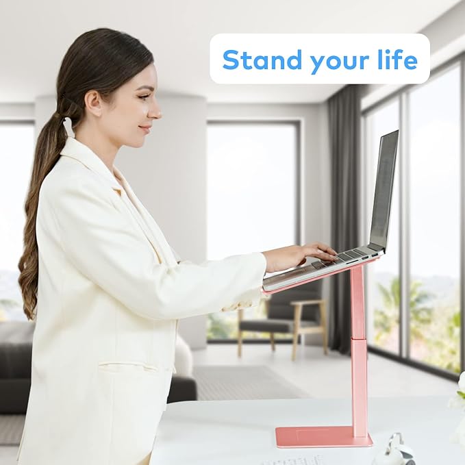 Ergonomic Aluminum Laptop Stand for Desk Adjustable Sit to Stand Riser DJ Laptop Stand Adjustable Height from 7-15 Inches Aluminum - Image 2