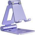 Nulaxy Full Aluminum Dual Folding Cell Phone Stand for Desk, Purple | Height Angle Adjustable, Portable, Anti-Slip Base, Fits 18mm Thick Case Smartphone, Nintendo Switch Desk Essential Accessory by Nulaxy