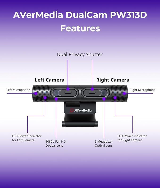 AVerMedia PW313D DualCam 2K Document Camera and Webcam for PC/Mac/Laptop, Autofocus, AI Noise Reduction, Online Teaching, Works with Zoom/Teams/Google Meet, Includes Tripod, TAA/NDAA Compliant - Image 8