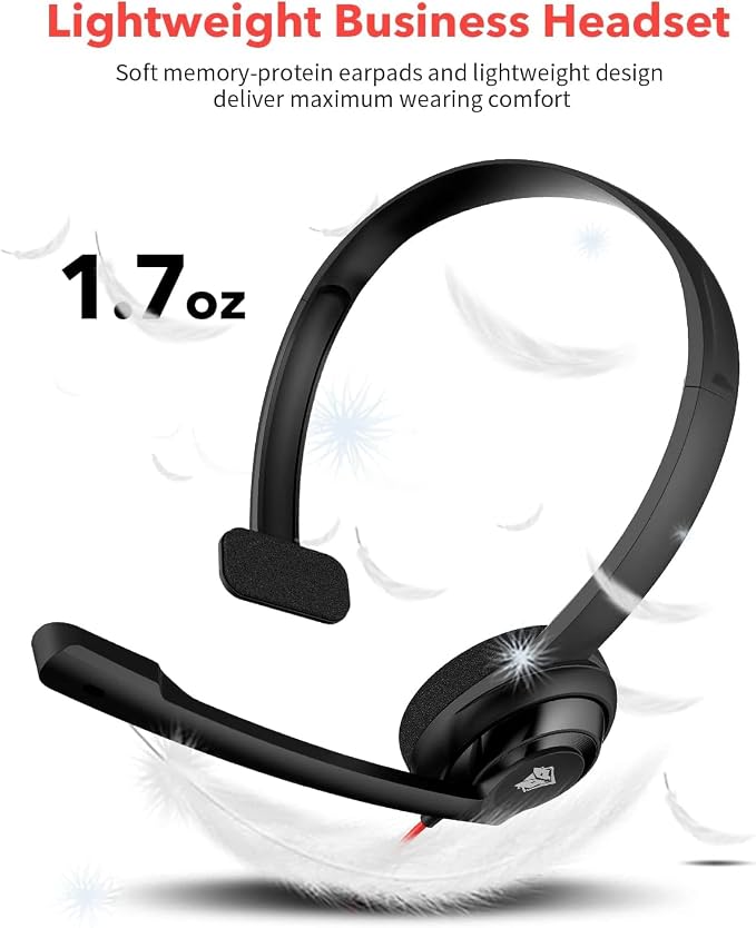 NUBWO HW02 USB Headset with Microphone Noise Cancelling &in-line Control, Ultra Comfort Computer Headset for Laptop pc, On-Ear Wired Office Call Center Headset for Boom Skype Webinars (USB-A) | USB-A - Ultra Comfort Computer Headset for Laptop pc, On-E... - Image 7