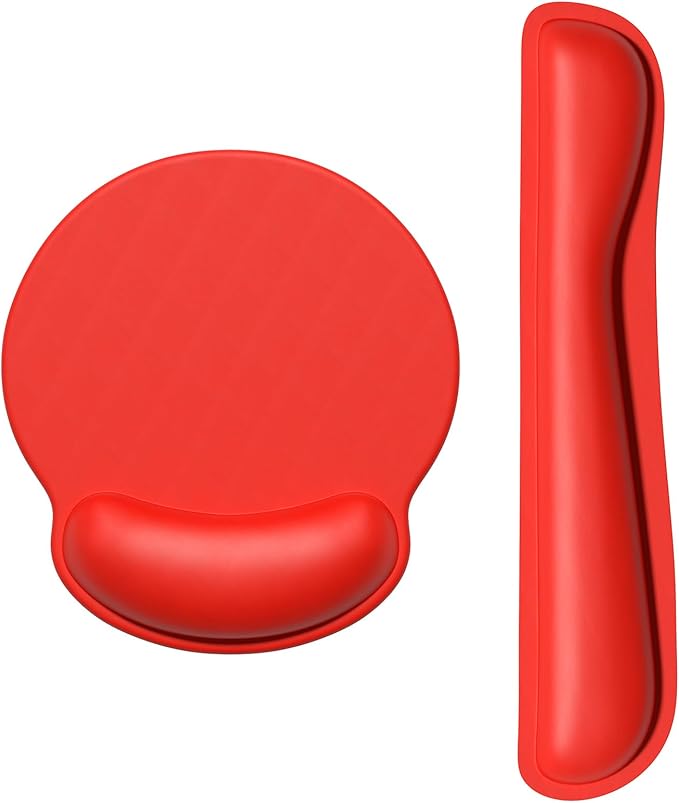 Dapesuom Keyboard Wrist Rest and Mouse Pad with Wrist Support, Cute Memory Foam Cushion for Keyboard and Mouse Set, Ergonomic Desktop Pad Rests with Non Slip Base for Easy Typing & Pain Relief, Red by Unknown