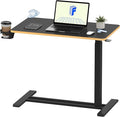 FLEXISPOT H7 32" Pneumatic Height-Adjustable Overbed Table with Wheels | C-shaped bedside table TV Tray,Medical End Side Table,Laptop desk for Hospital Home office use,31.5"W x 17.7"D,Black Maple by Unknown
