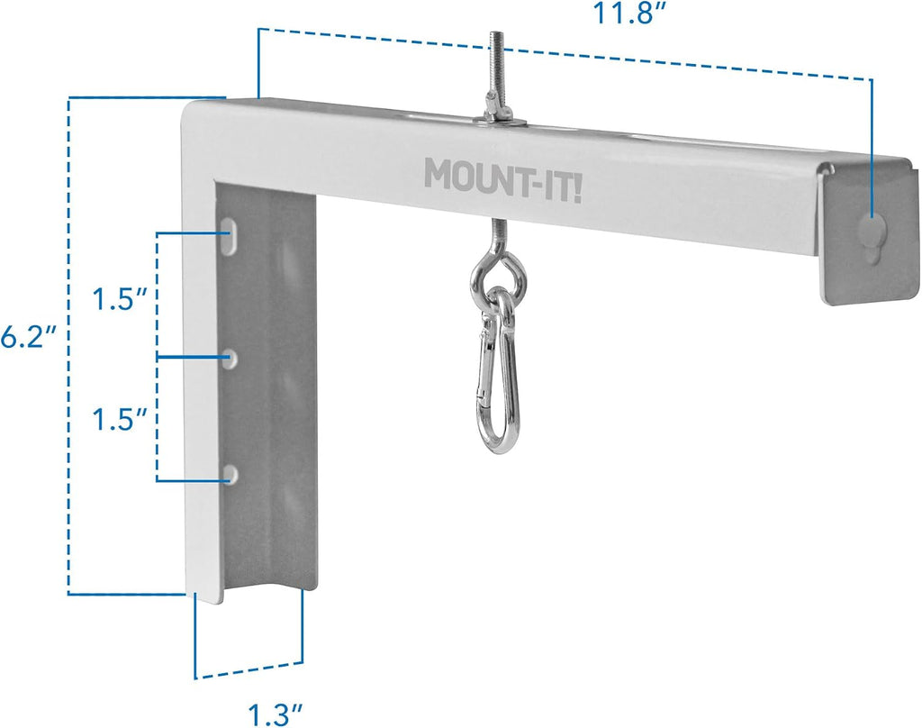 Mount-It! Projector Screen Wall Mount L-Brackets - Extra Large Wall and Ceiling Hanging Mount for Home Projector and Movie Screens, 12 inch Mounting Hooks, 1 Pair, White, 66 Lb Each Capacity - Image 7
