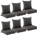 Outdoor Cushions for Patio Furniture, Outdoor Seat Cushion Set 24 x 24 x 5.75 in, Waterproof & Fade Resistant Outdoor Chair Cushions, Patio Cushion with Removable Cover, Set of 6, Dark Grey by Zonamat