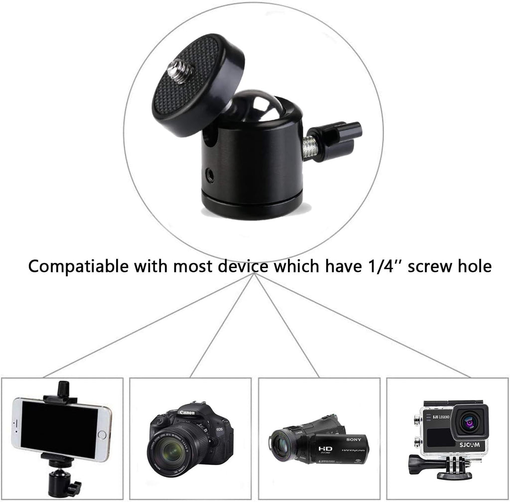 Universal 1/4" Swivel Mini Ball Head Screw Tripod Mount（2 Pack）, EszkozTA360 Degree Rotating Mount Base Adapter for DSLR Cameras HTC Vive Tripods Monopods Camcorder Light Stand… - Image 6