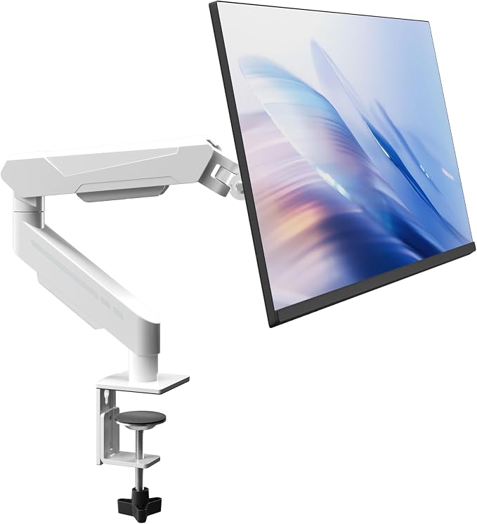 THEARK Single Monitor Desk Mount 17"-32" Screens - Adjustable Mechanical Monitor Arm Computer Monitor Stand up to 19.8 lbs,VESA Arm Desk Mount with C-Clamp and Grommet Base,VESA 75x75/100x100mm,White - Image 8