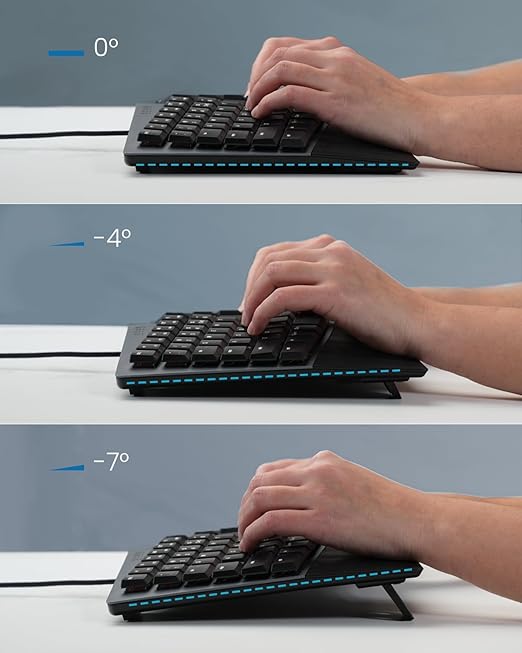 Perixx PERIBOARD-535BL [Firmware Updated] Wired Ergonomic Mechanical Keyboard - Full-Size - Low-Profile Blue Clicky Switches - Compatible with Windows and macOS - Image 6