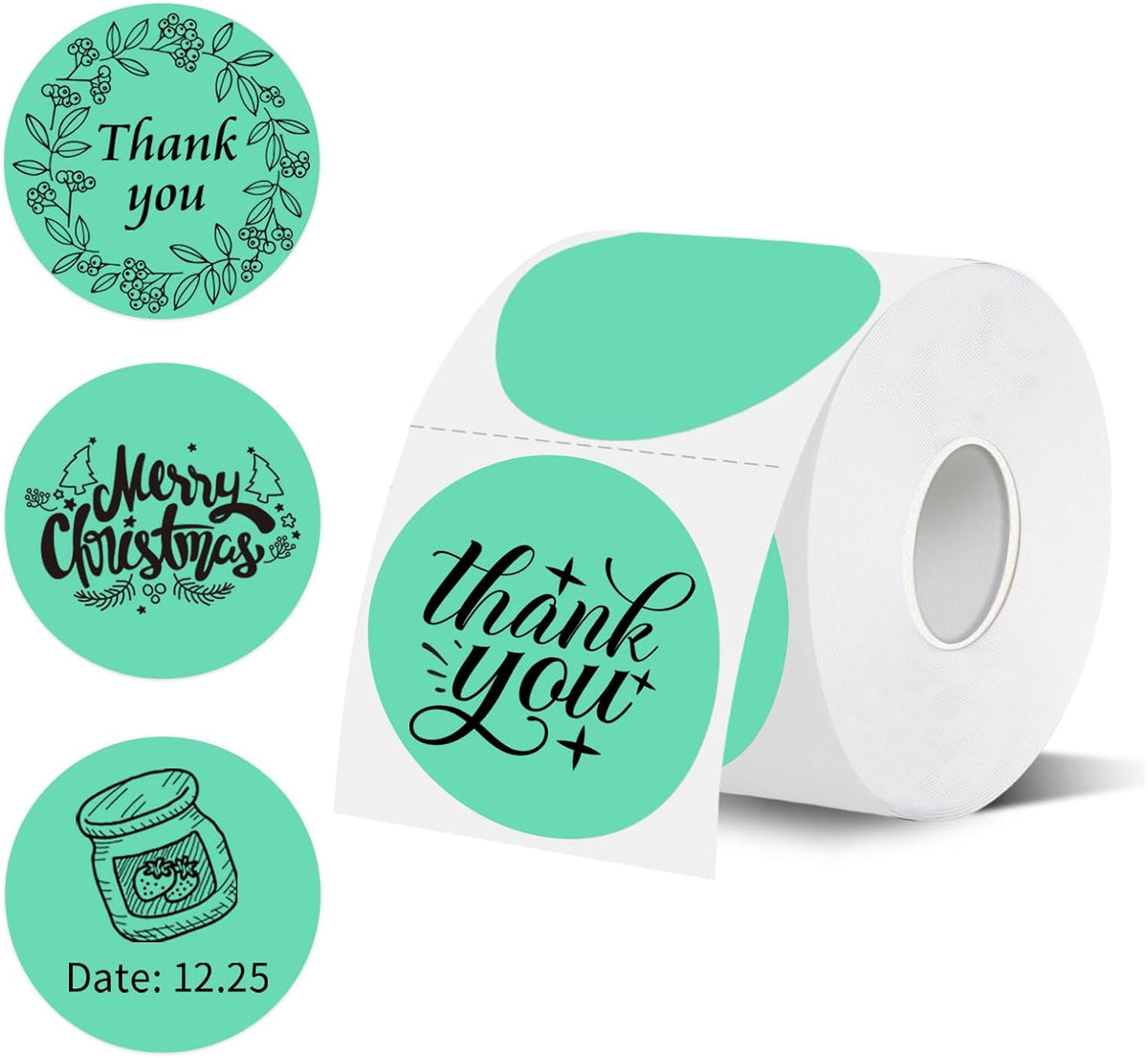 starboling Thermal Labels,2 Inch Cyan Round Thermal Printer Stickers,Self-Adhesive Round Direct Thermal Labels,Thermal Stickers for DIY Logo Design,Name Tag (500/Roll） by starboling
