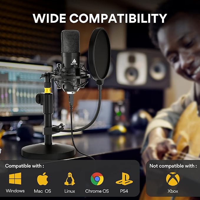 MAONO A04T USB Condenser Microphone Kit, 192kHz/24bit for PC Podcasting | Cardioid, All-metal Body, Plug and Play for Computer, Laptop, Recording, Content Creation, Streaming, YouTube Video, Gaming - Image 5