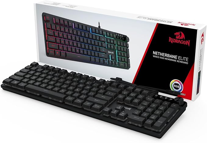 Redragon K521-E Gaming Keyboard with Knob, RGB 104 Keys Wired Keyboard | Mechanical Feeling Keyboard, 12 Multimedia Keys, Anti-Ghosting, Programmable Software, Compatible with PC, PS4/5, Xbox - Image 8